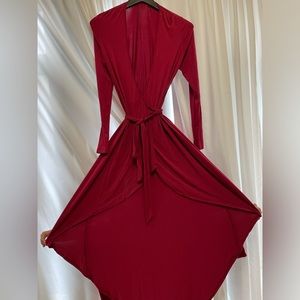 Maroon Tart High Low Body Con Wrap Dress